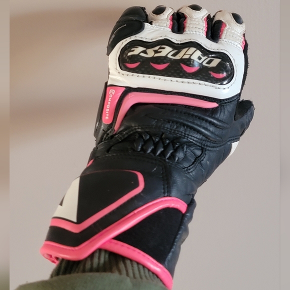 Dainese Carbon D1 Long Lady Gloves Black / White / Pink - Picture 6 of 9